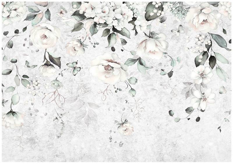 Wallarena Fototapete Blumen Grau Struktur Vlies Tapete Wohnzimmer Schlafzimmer Wandtapete, Glatt Vlies oder Struktur Vinyl, Blumen, Blätter, Grau, Struktur, Beton, (Vlies Fototapete, Vlies Fototapete), Vliestapete Grau Wohnzimmer Schlafzimmer Küche Tapete + Kleister von Wallarena