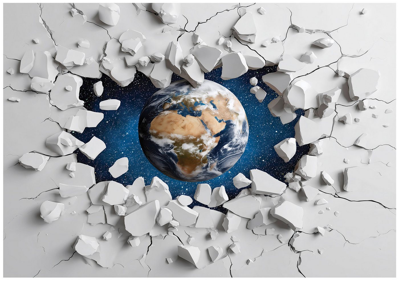 Wallarena Fototapete Kinderzimmer Planet Wand Erde Kinder Vlies Tapete Wandtapete, Glatt Vlies Washable, (Packung, 5 St., Vlies Fototapete), Vliestapete Weiß Blau Kinderzimmer Tapete + Kleister Motivtapete von Wallarena