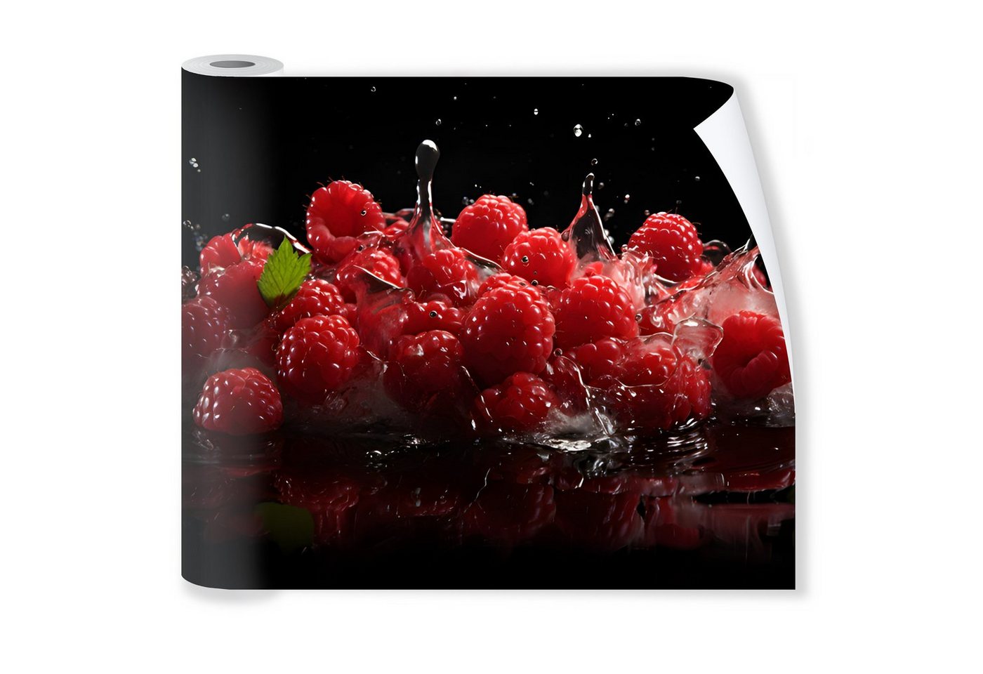 Wallarena Fototapete Küche Obst Himbeeren Wasser Vlies Tapete Wandtapete 250x60 cm, Glatt Vlies, Abwaschbares Vlies, Modern, Tapete inklusive Kleister Vliestapete Motivtapete Laminiert Waschbar von Wallarena