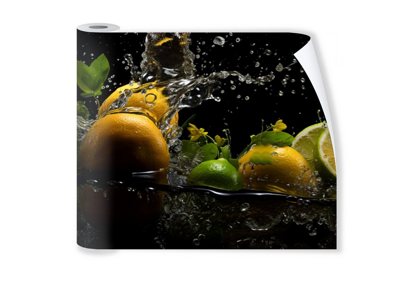 Wallarena Fototapete Küche Obst Zitrone Limette Vlies Tapete Wandtapete 250x60 cm, Glatt Vlies, Abwaschbares Vlies, Wasser, Modern, Tapete inklusive Kleister Vliestapete Motivtapete Laminiert Waschbar von Wallarena