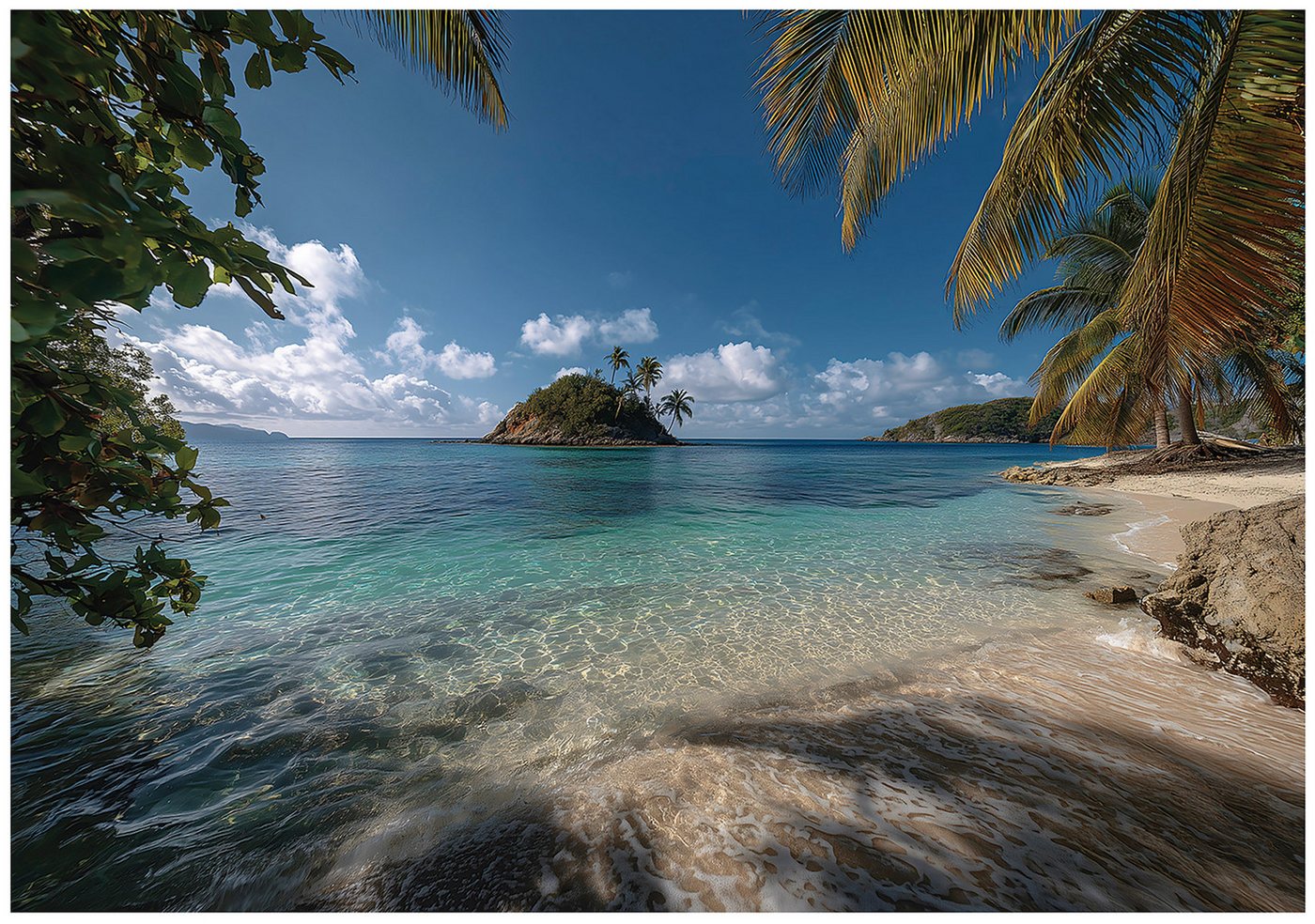 Wallarena Fototapete Strand Palmen Natur Vlies Tapete Wohnzimmer Schlafzimmer Wandtapete, Glatt Vlies Washable, Strand, (Packung, 3 St., Vlies Fototapete), Vliestapete Blau Wohnzimmer Schlafzimmer Küche Tapete + Kleister von Wallarena