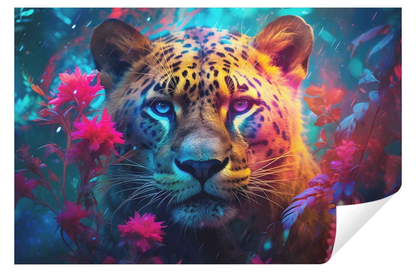 Wallarena Fototapete Tiger Blumen Magie Vlies Tapete Wohnzimmer Schlafzimmer Wandtapete, Glatt Vlies Struktur Vinyl, Tiere, Tapete inklusive Kleister Vliestapete Motivtapete von Wallarena