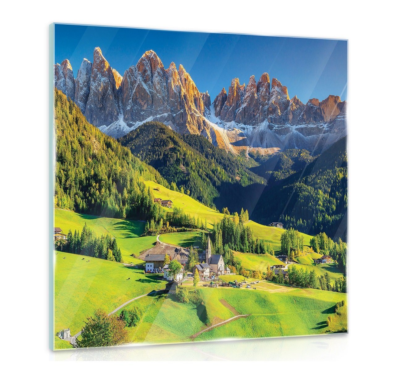 Wallarena Glasbild Berge Landschaft Natur Alpen, Modern Glasbilder Wohnzimmer Schlafzimmer Badezimmer, Bild Auf Glas Wandbilder, (Einteilig), Premium Glasbilder von Wallarena