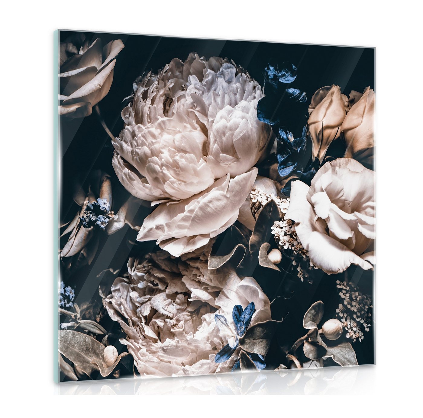 Wallarena Glasbild Blumen Rosen, Modern Glasbilder Wohnzimmer Schlafzimmer Badezimmer, Bild Auf Glas Wandbilder, (Einteilig), Premium Glasbilder von Wallarena