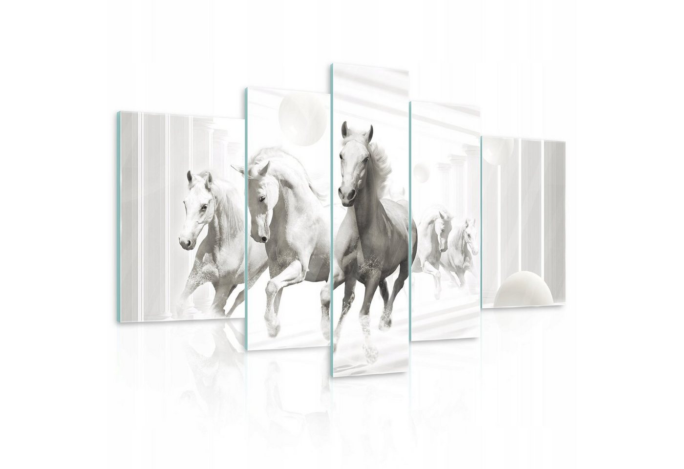 Wallarena Glasbild Modern Glasbilder Wohnzimmer Schlafzimmer, Bild Auf Glas Wandbilder, Pferde Tiere Abstrakt (Set 5 teilig), Premium Glasbilder von Wallarena