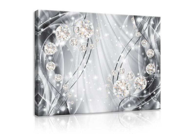 Wallarena Leinwandbild Abstrakt Diamant Grau Luxus Kunst Modern Wandbild Bilder Groß XXL, Abstrakt (Einteilig, 1 St), Leinwandbild Wohnzimmer Badezimmer Küche Wand Deko Bilder Modern 60x40 von Wallarena
