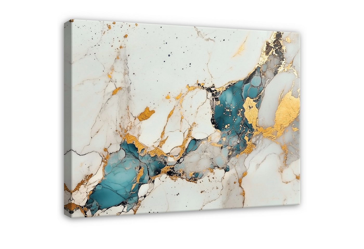 Wallarena Leinwandbild Abstrakt Marmor Grau Leinwand Bilder Wandbild XXL Deko Wohnzimmer, Bilder Abstrakt - Grün (groß Bilder Wohnzimmer Schlafzimmer Wandbild, 1 St), Leinwandbild Klein Schlafzimmer Wohnzimmer Wandbild Wand Deko 40x30 von Wallarena