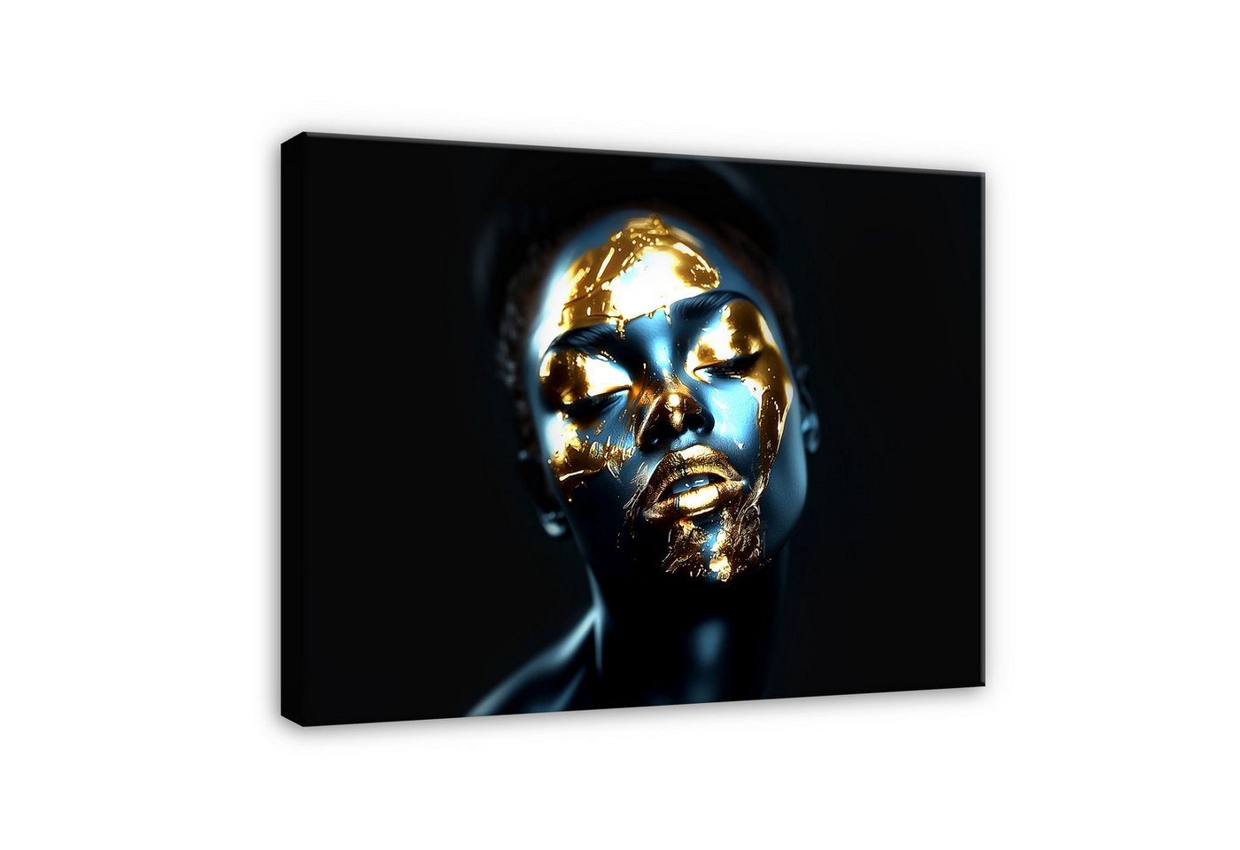 Wallarena Leinwandbild Frau Gold Schwarz Glamour Wandbilder XXL Bilder Wand Deko Modern, Kunst (groß Bilder Wohnzimmer Schlafzimmer Einteilig, 1 St), Bilder Klein Wohnzimmer Schlafzimmer Küche Wandbild Wand Deko 40x30 von Wallarena