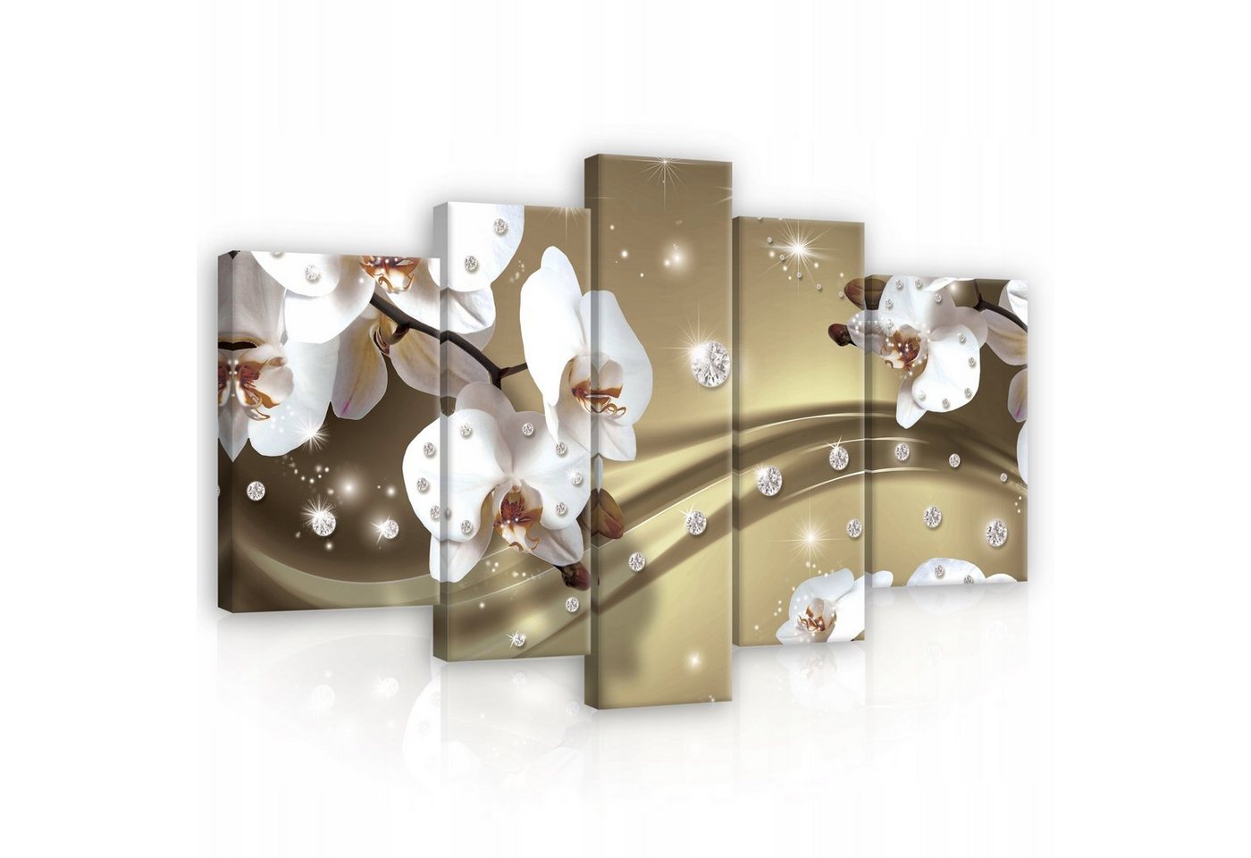 Wallarena Leinwandbild Blumen Abstrakt Beige Wandbilder 170x100 cm Groß XXL Wand Deko, Blumen Abstrakt (Set 5 teilig, 5 St), Leinwand Bilder Wohnzimmer Schlafzimmer Küche Wandbild Leinwandbilder Wallarena Leinwandbild Blumen Abstrakt Beige Wandbilder 170x100 cm Groß XXL Wand Deko, Blumen Abstrakt (Set 5 teilig, 5 St), Leinwand Bilder Wohnzimmer Schlafzimmer Küche Wandbild Leinwandbilder von Wallarena