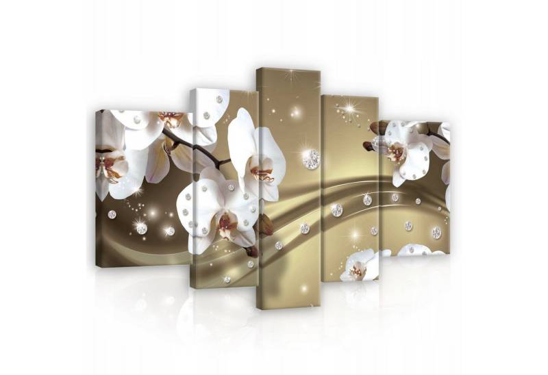 Wallarena Leinwandbild Blumen Abstrakt Orchidee Wandbild 170x100 cm Groß SET XXL Wandbilder Leinwandbilder Modern Canvas Kunstdruck Bild Auf Leinwand Bilder für Wohnzimmer Schlafzimmer, Blumen Abstrakt (Set 5 teilig), Aufhängefertig von Wallarena