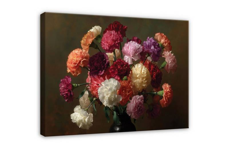 Wallarena Leinwandbild Blumen Strauß Rot Vase Natur Modern Wandbilder Wand Deko XXL Bilder, Blumen (groß Bilder Wohnzimmer Schlafzimmer Einteilig, 1 St), Bilder Klein Wohnzimmer Schlafzimmer Küche Wandbild Wand Deko 40x30 von Wallarena