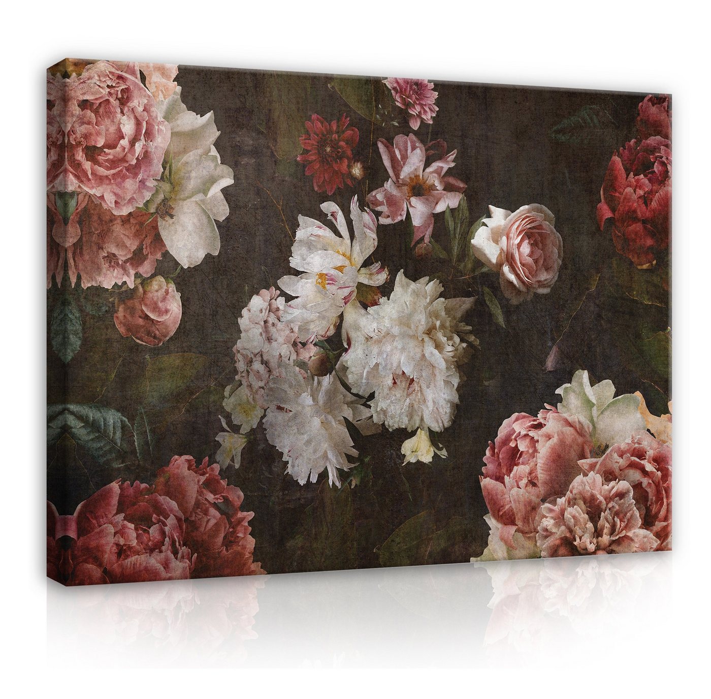 Wallarena Leinwandbild Blumen Vintage Rose Romantisch Rosa Wandbild XXL Leinwandbilder Modern, Blumen (Einteilig), groß Bilder Wohnzimmer Schlafzimmer Bild auf Leinwand Aufhängefertig von Wallarena