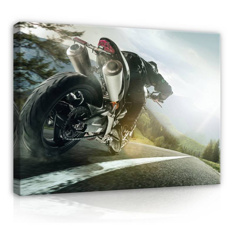 Wallarena Leinwandbild Kinderzimmer Jungen Motorrad Kinder Wandbild XXL Bilder Wand Deko, Motor (Einteilig, 1 St), Leinwand Bilder Kinderzimmer Kinderbilder Wandbild Leinwandbilder von Wallarena