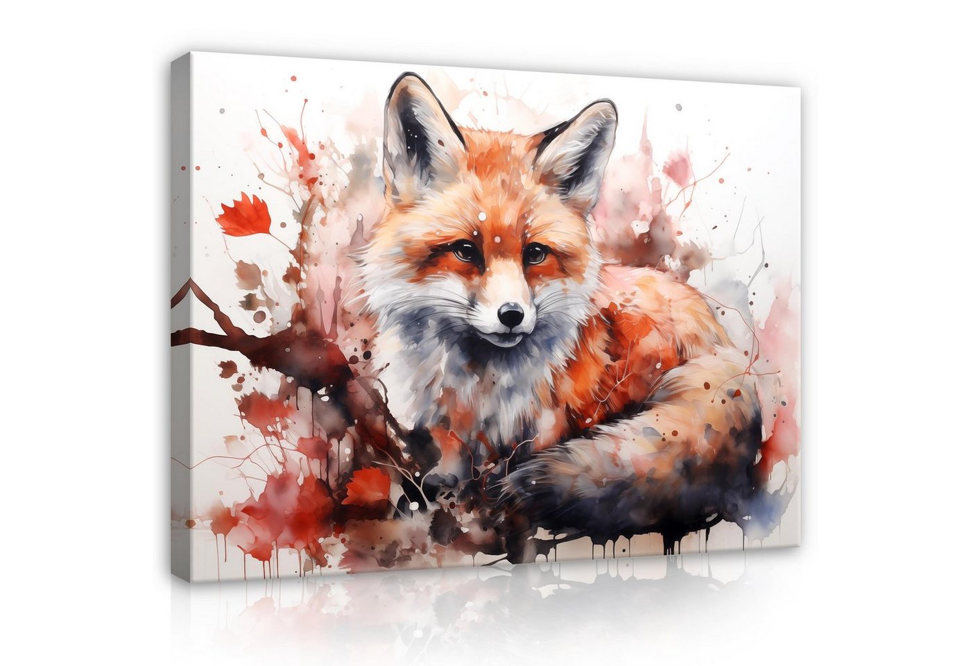Wallarena Leinwandbild Kinderzimmer Mädchen Jungen Wolf Gemalt Kinder Wandbild Modern, Gemalter Wolf (Einteilig, 1 St), Leinwand Bilder Kinderzimmer Wandbilder Leinwandbilder Wand Deko XXL von Wallarena