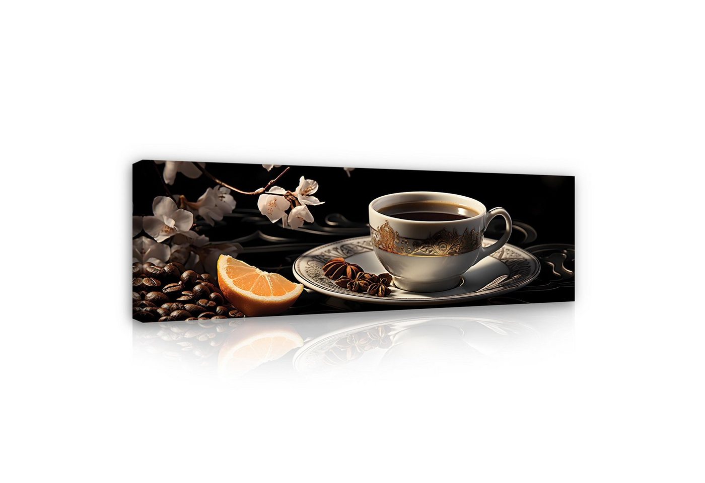 Wallarena Leinwandbild Küche Kaffee Tasse Kunst Esszimmer Wandbild XXL Leinwandbilder Modern, Coffee (Einteilig, 1 St), Leinwandbild Küche Leinwand Bilder Bild Wand Dekoration Küche von Wallarena