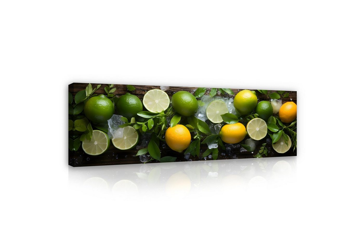 Wallarena Leinwandbild Küche Obst Zitrone Limette Wandbild XXL Leinwandbilder Modern, Obst (Einteilig, 1 St), Leinwandbild Küche Leinwand Bilder Bild Groß Aufhängefertig von Wallarena