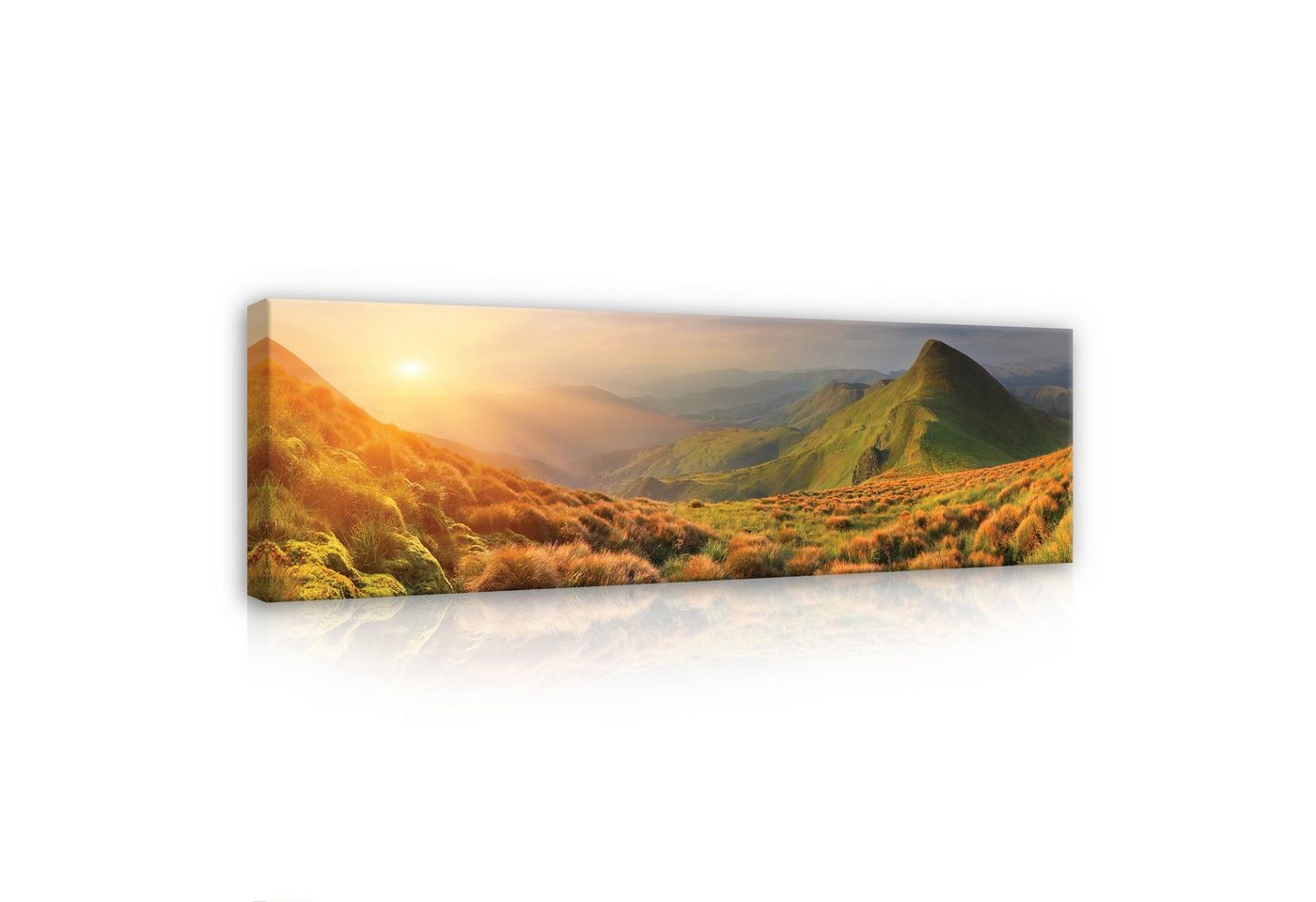 Wallarena Leinwandbild Landschaft Natur Hügel Wandbild XXL Leinwandbilder Modern 145x45 cm, Natur (Einteilig, 1 St), Leinwandbild Leinwand Bilder Bild Groß Aufhängefertig von Wallarena