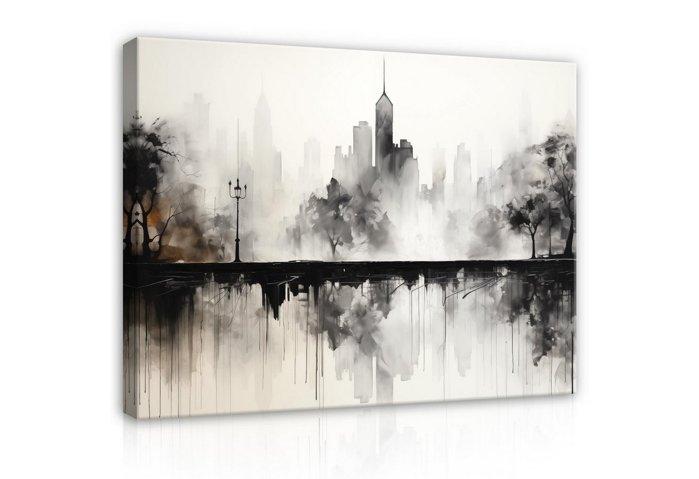 Wallarena Leinwandbild New York Stadt Gemalt Abstrakt Wohnzimmer Schlafzimmer Wandbild Modern, Kunst (Einteilig, 1 St), Wandbilder Leinwandbilder Leinwand Bilder Bild Groß Aufhängefertig von Wallarena