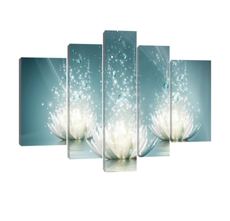 Wallarena Leinwandbild SET Bilder XXL Wanddeko Leinwand Bilder Wandbilder 5 teilig, Abstrakt - Blau (Set 5 teilig, 5 St), Bilder Abstrakt Blau SET Badezimmer Schlafzimmer Leinwandbild von Wallarena