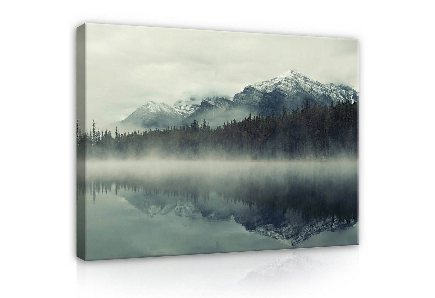 Wallarena Leinwandbild Wald im Nebel Berge Natur Landschaft Wandbild Groß XXL Wandbilder Leinwandbilder Modern Canvas Kunstdruck Bild Auf Leinwand Bilder für Wohnzimmer Schlafzimmer, (Einteilig), Aufhängefertig von Wallarena