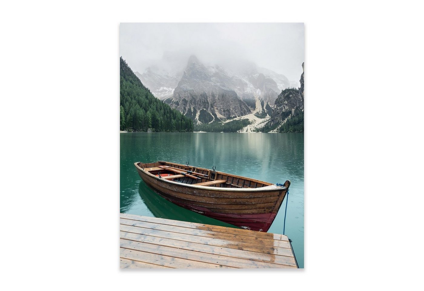 Wallarena Poster Boot Natur Berge Wohnzimmer Schlafzimmer Kunstdruck Wandbild XXL, Landschaft (OHNE RAHMEN PREMIUM POSTER, 1 St), Größen zur Auswahl: 30x40 cm / 50x70 cm / 70x100 cm von Wallarena