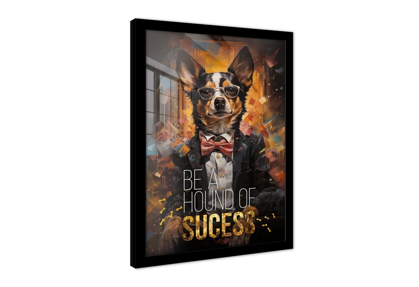 Wallarena Poster Hund Kunst Wohnzimmer Schlafzimmer Kunstdruck Wandbild XXL, Motivation Poster Bild (Premium Poster mit Rahmen / Ohne Rahmen, 1 St), Groß Wandbilder Größen zur Auswahl: 30x40 cm / 50x70 cm / 70x100 cm von Wallarena