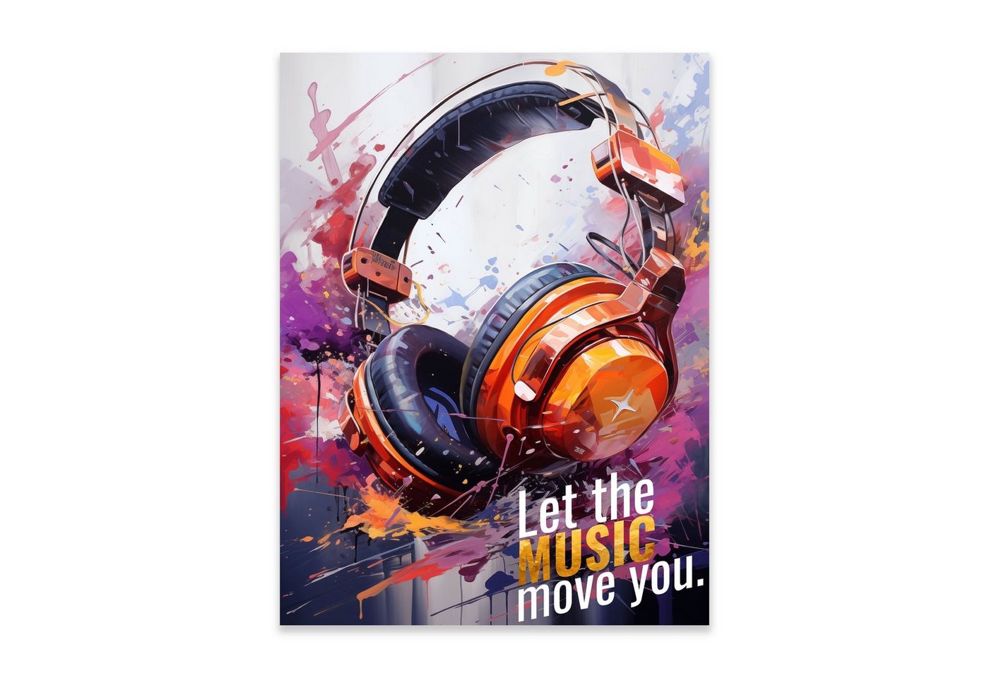 Wallarena Poster Musik Modern Kinderzimmer Bilder Kunstdruck Wandbild XXL, Graffiti Musik (Premium Poster mit Rahmen / Ohne Rahmen, 1 St), Poster Kinderzimmer Bilder 30x40 / 50x70 / 70x100 Wandbilder von Wallarena