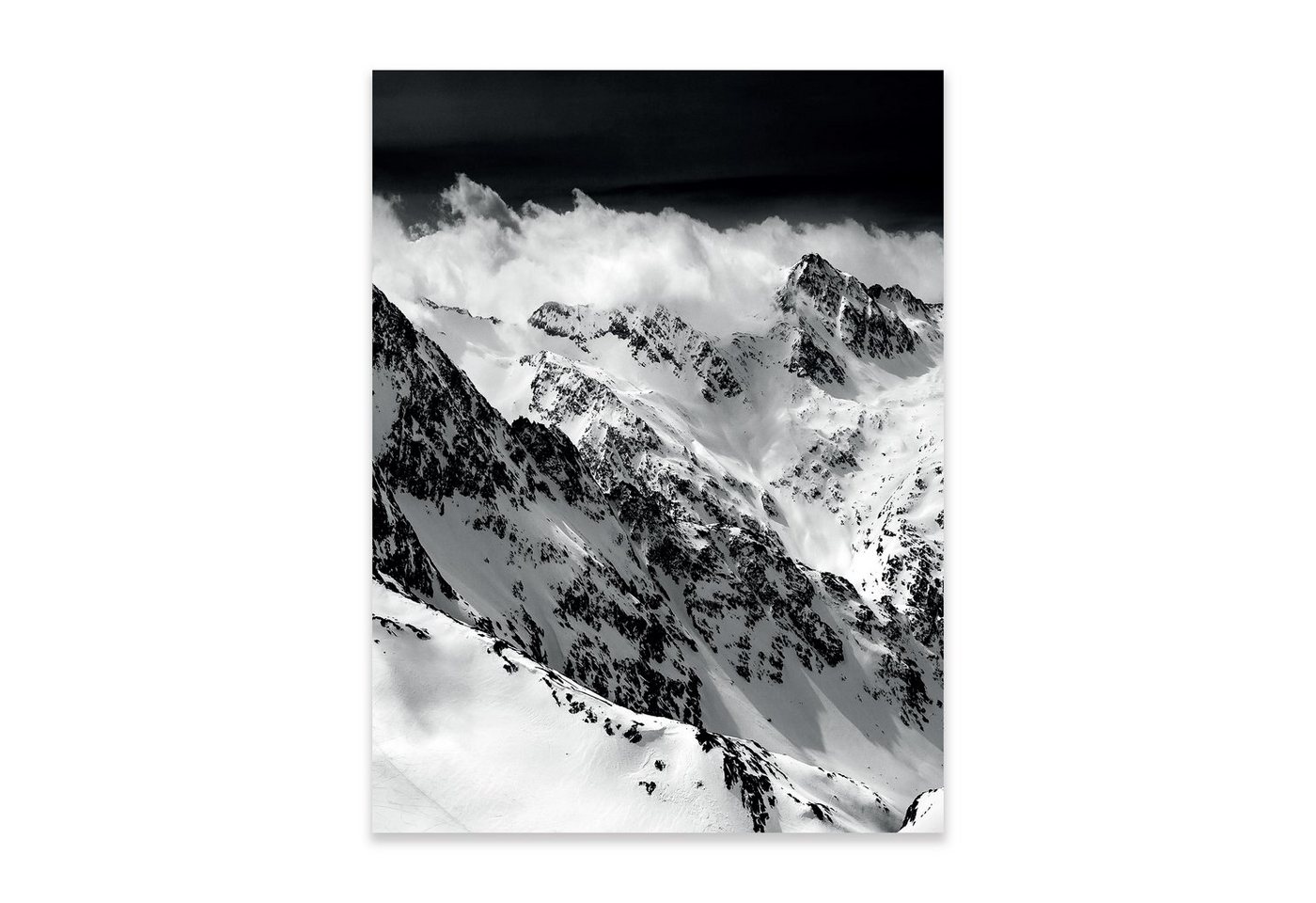 Wallarena Poster schwarz-weiß Berge Wohnzimmer Schlafzimmer Kunstdruck Wandbild XXL, Natur (OHNE RAHMEN PREMIUM POSTER, 1 St), Größen zur Auswahl: 30x40 cm / 50x70 cm / 70x100 cm von Wallarena