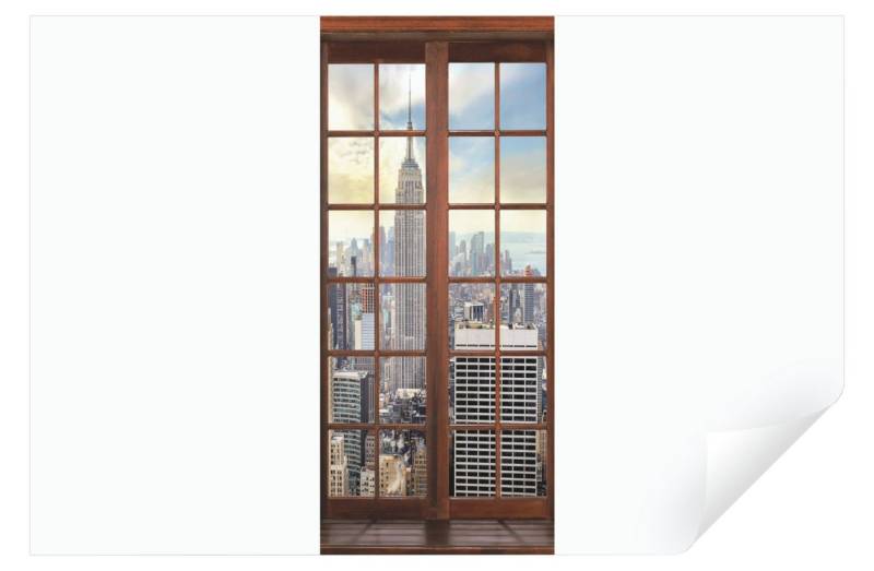 Wallarena Türtapete Selbstklebend Fenster New York Stadt Türposter Türfolie Tür 91x211, Glatt, 3D-Optik, Türtapete Selbstklebend von Wallarena