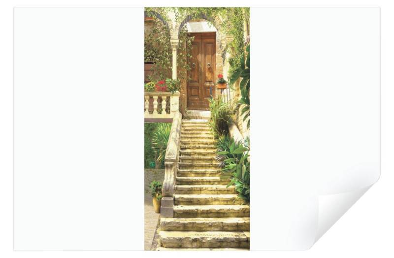 Wallarena Türtapete Selbstklebend Gasse Treppe 3D Effekt Türposter Tapete Tür 91x211 cm, Glatt, 3D-Optik, Gasse, Türtapete Selbstklebend von Wallarena