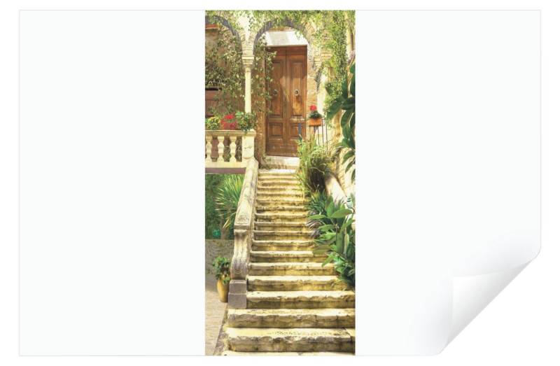 Wallarena Türtapete Selbstklebend Gasse Treppe 3D Effekt Türposter Türfolie Türaufkleber Fototapete für Tür, 91x211 cm, Glatt, 3D-Optik, Gasse, Türtapete Selbstklebend von Wallarena