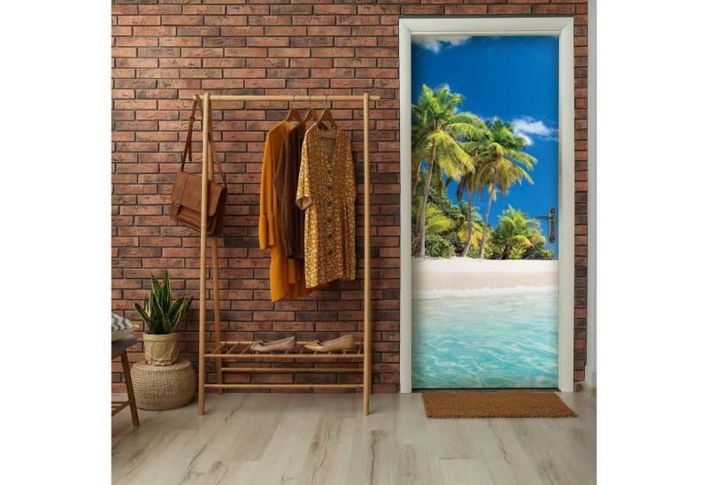 Wallarena Türtapete Selbstklebend Strand Meer Palmen Türposter Türfolie Türaufkleber Fototapete für Tür, 91x211 cm, Glatt, Strand, Türtapete Selbstklebend von Wallarena