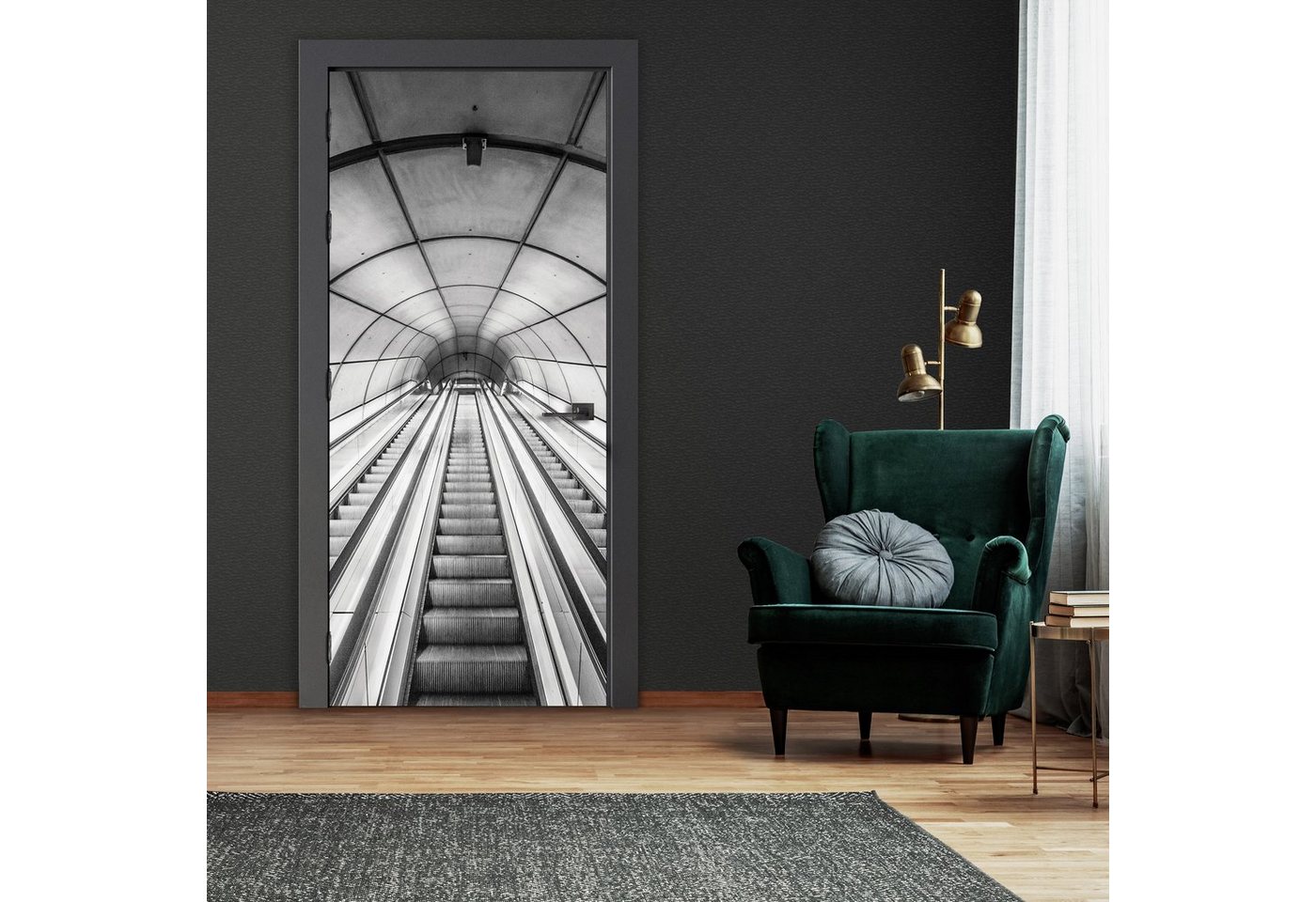 Wallarena Türtapete Selbstklebend Treppe 3D Effekt Türposter Türfolie Türaufkleber Fototapete für Tür, 91x211 cm, Glatt, 3D-Optik, Treppe, Türtapete Selbstklebend von Wallarena