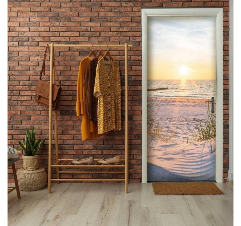 Wallarena Türtapete Strand Meer Natur Türposter Türfolie Türaufkleber Tapete Tür, Glatt, Strand, (1 St), Türtapete Selbstklebend Tapete Tür Fototapete von Wallarena