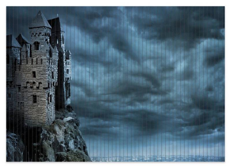 Wallario Schaum-Badematte Altes Geisterschloss, Höhe 5.5 mm, rutschhemmend, geeignet für Fußbodenheizungen, Polymer-Schaum, rechteckig von Wallario