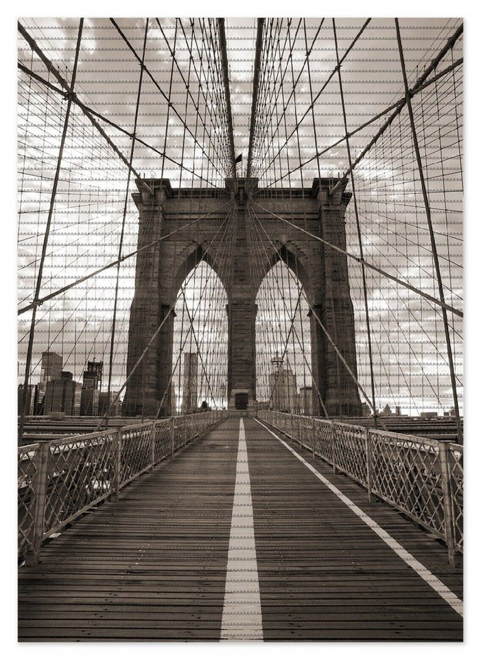Wallario Schaum-Badematte Brooklyn Bridge in New York, Höhe 5.5 mm, rutschhemmend, geeignet für Fußbodenheizungen, Polymer-Schaum, rechteckig von Wallario