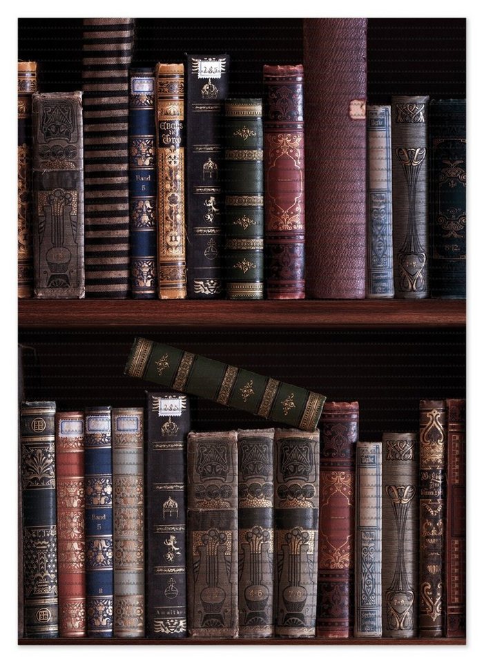 Schaum-Badematte Bücherregal mit alten Büchern Wallario, Höhe 5.5 mm, rutschhemmend, geeignet für Fußbodenheizungen, Polymer-Schaum, rechteckig von Wallario