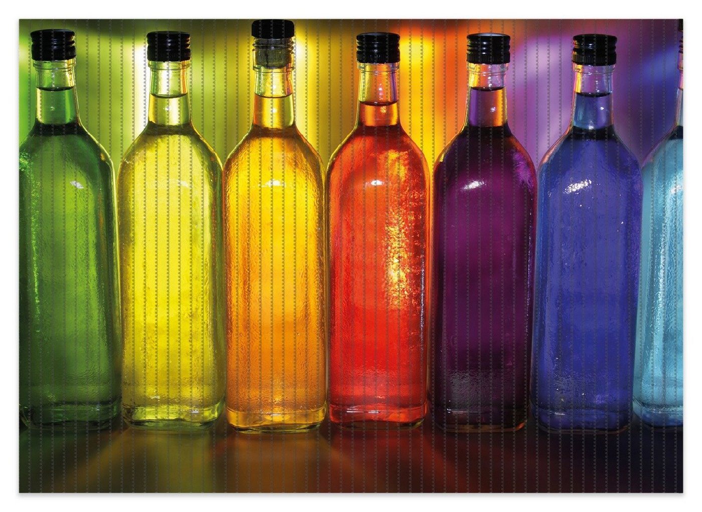 Schaum-Badematte Bunte Flaschen im Regal Wallario, Höhe 5.5 mm, rutschhemmend, geeignet für Fußbodenheizungen, Polymer-Schaum, rechteckig von Wallario