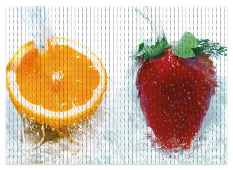 Wallario Schaum-Badematte Frische Früchte übergossen mit Wasser I, Höhe 5.5 mm, rutschhemmend, geeignet für Fußbodenheizungen, Polymer-Schaum, rechteckig von Wallario