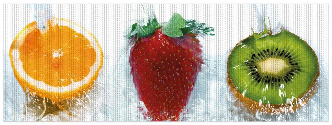Schaum-Badematte Frische Früchte übergossen mit Wasser Wallario, Höhe 5.5 mm, rutschhemmend, geeignet für Fußbodenheizungen, Polymer-Schaum, rechteckig von Wallario