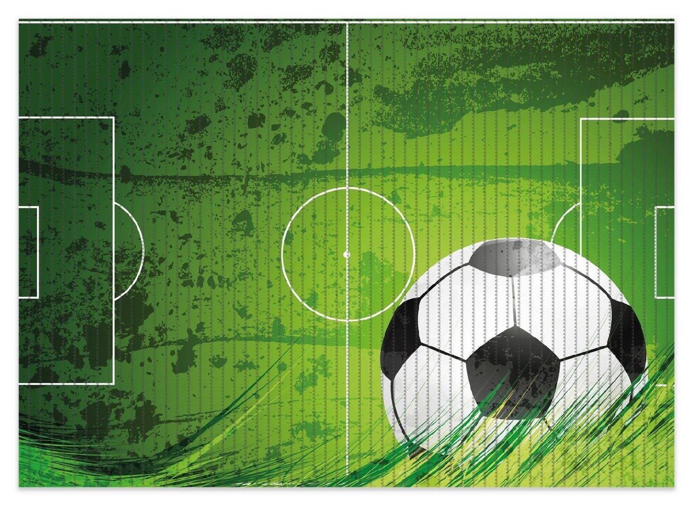 Schaum-Badematte Fußball-Feld klassisch grün mit Ball Wallario, Höhe 5.5 mm, rutschhemmend, geeignet für Fußbodenheizungen, Polymer-Schaum, rechteckig von Wallario