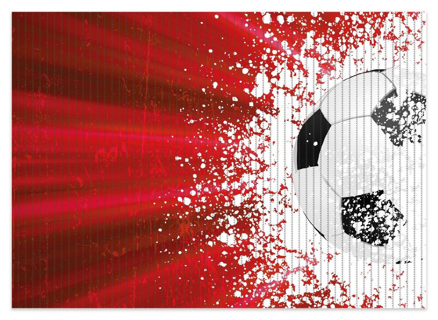 Schaum-Badematte Fußball - Splashing Design in rot Wallario, Höhe 5.5 mm, rutschhemmend, geeignet für Fußbodenheizungen, Polymer-Schaum, rechteckig von Wallario