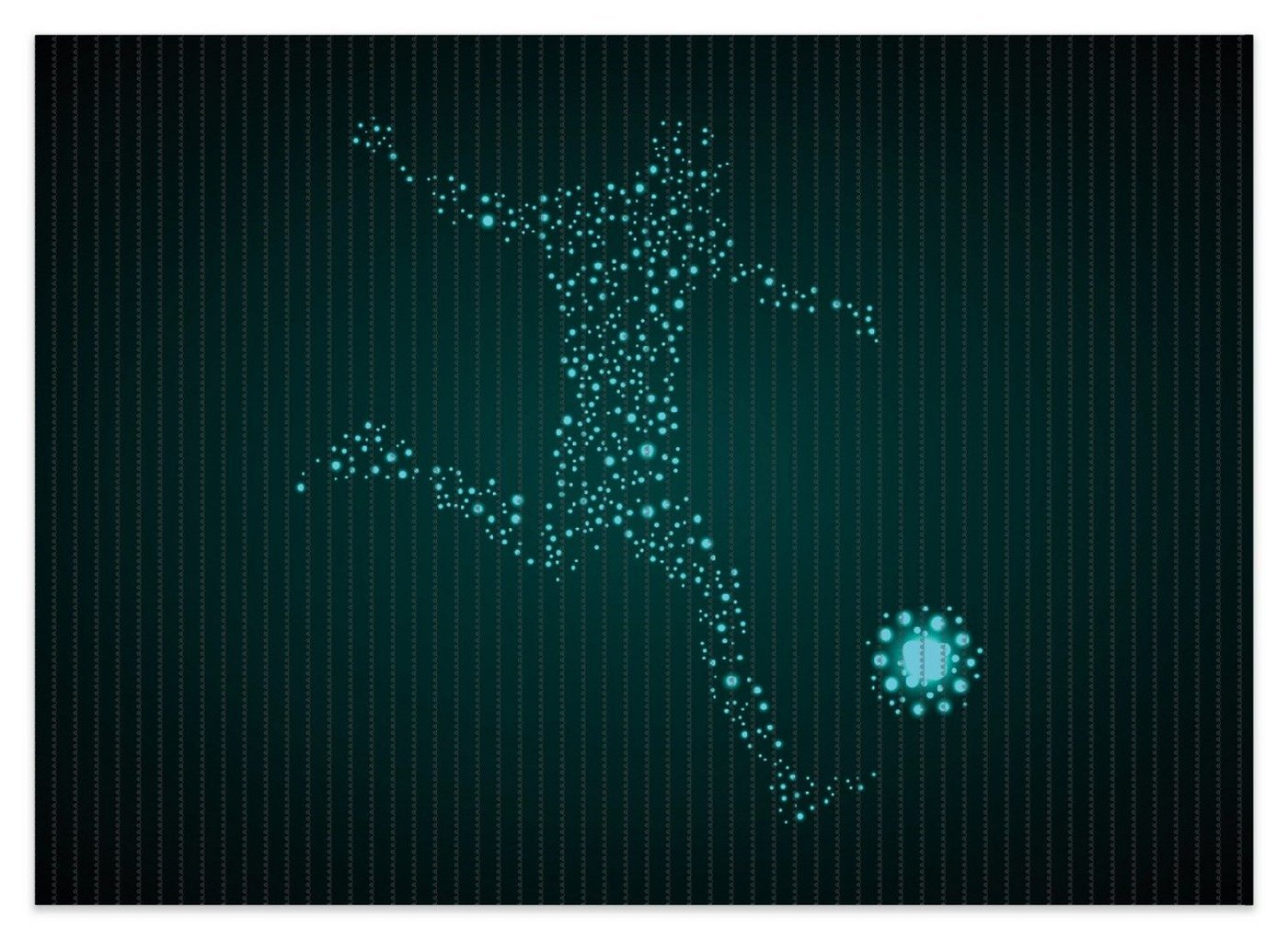 Schaum-Badematte Fußball - ein Spieler aus tausend Sternen in türkis Wallario, Höhe 5.5 mm, rutschhemmend, geeignet für Fußbodenheizungen, Polymer-Schaum, rechteckig von Wallario