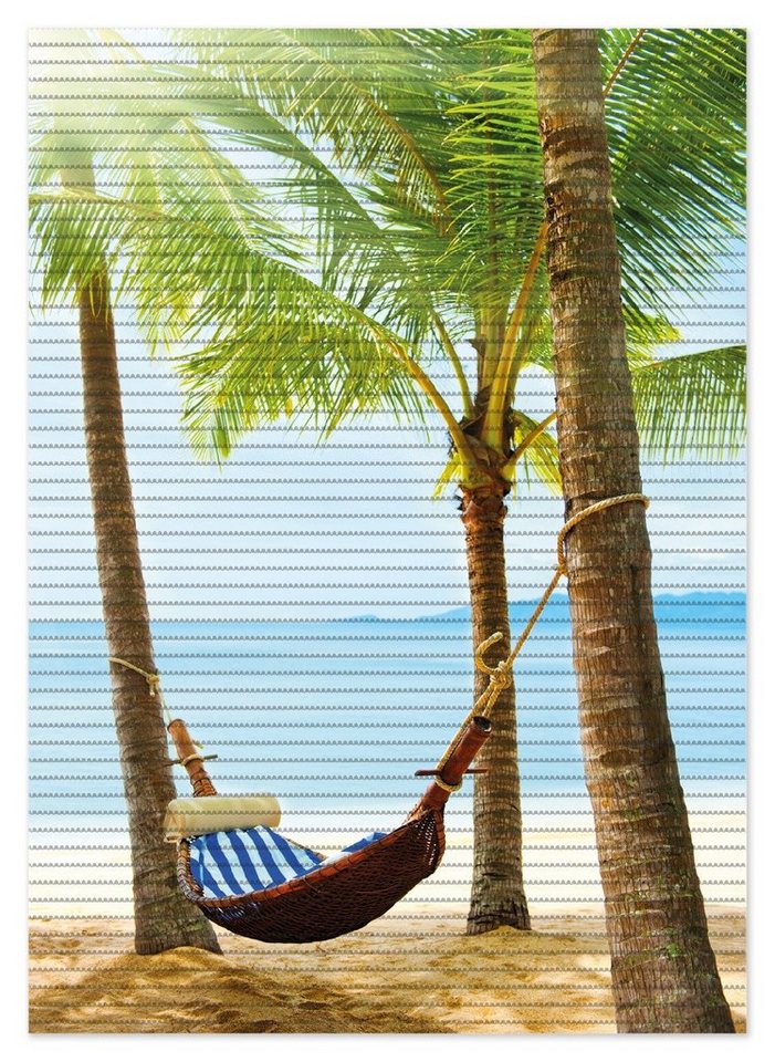 Schaum-Badematte Hängematte in der Karibik Wallario, Höhe 5.5 mm, rutschhemmend, geeignet für Fußbodenheizungen, Polymer-Schaum, rechteckig von Wallario