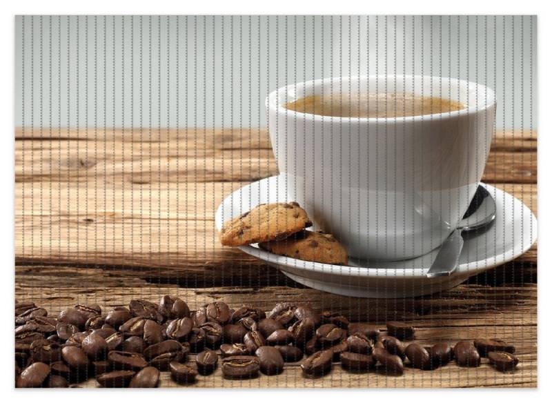 Wallario Schaum-Badematte Heiße Tasse Kaffee mit Kaffeebohnen, Höhe 5.5 mm, rutschhemmend, geeignet für Fußbodenheizungen, Polymer-Schaum, rechteckig von Wallario