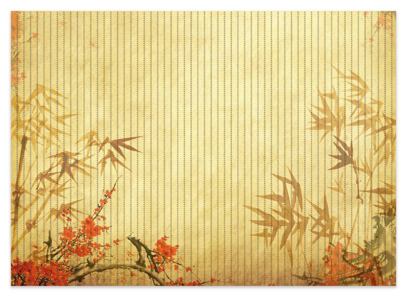 Schaum-Badematte Herbststimmung  alter Papyrus mit Herbstmotiven Wallario, Höhe 5.5 mm, rutschhemmend, geeignet für Fußbodenheizungen, Polymer-Schaum, rechteckig von Wallario