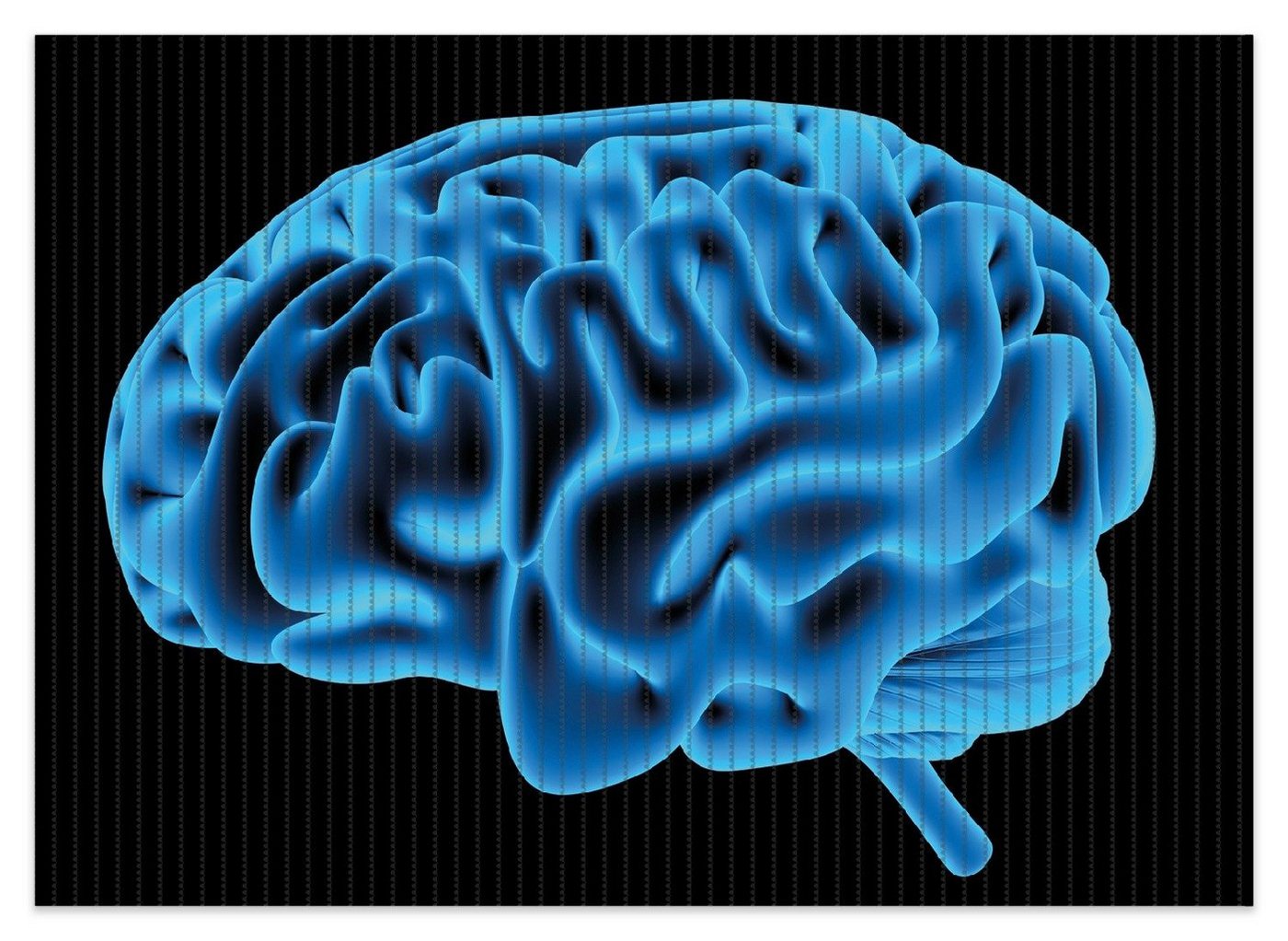 Schaum-Badematte Menschliches Gehirn in leuchtend blauer Farbe Wallario, Höhe 5.5 mm, rutschhemmend, geeignet für Fußbodenheizungen, Polymer-Schaum, rechteckig von Wallario