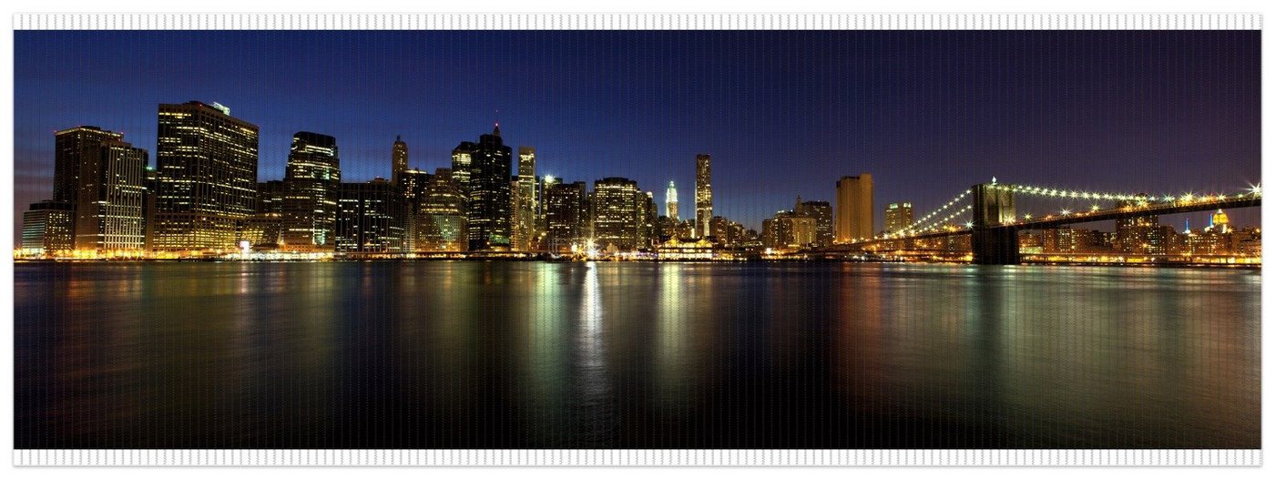 Schaum-Badematte New York Skyline - Brooklyn Bridge und Manhattan am Abend Wallario, Höhe 5.5 mm, rutschhemmend, geeignet für Fußbodenheizungen, Polymer-Schaum, rechteckig von Wallario