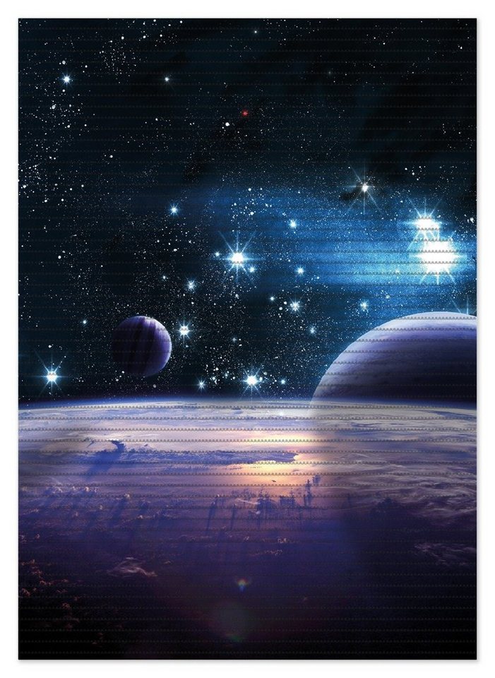 Wallario Schaum-Badematte Planeten im Weltall, Höhe 5.5 mm, rutschhemmend, geeignet für Fußbodenheizungen, Polymer-Schaum, rechteckig von Wallario