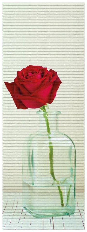 Schaum-Badematte Rote Rose in Glasvase Wallario, Höhe 5.5 mm, rutschhemmend, geeignet für Fußbodenheizungen, Polymer-Schaum, rechteckig von Wallario